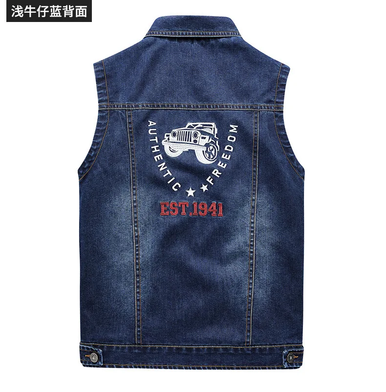 Gilet Di Jeans Uomo - Senza Maniche, Multitasche - Stile Vintage Per Moto O Lavoro - Foto 10