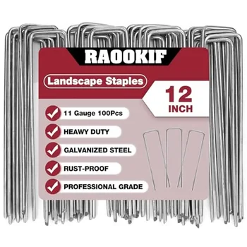 12" Galvanized Landscape Staples – U-Shaped Garden Stakes 1