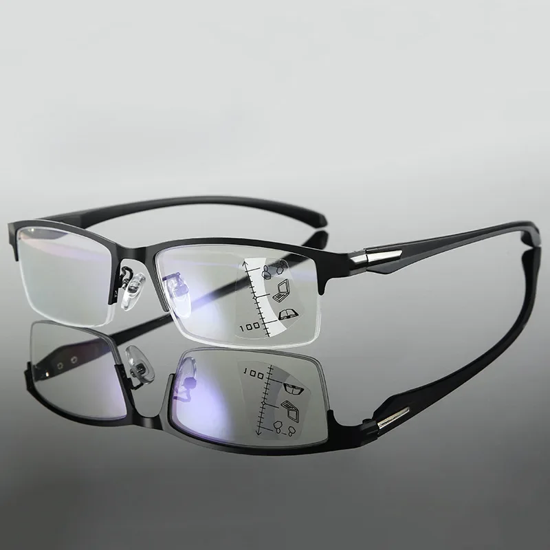 Men Business Progressive Multifocal Presbyopia Eyewear Fashion Color Changing Reading Glasses Women UV400 Far Sight Eyeglasses