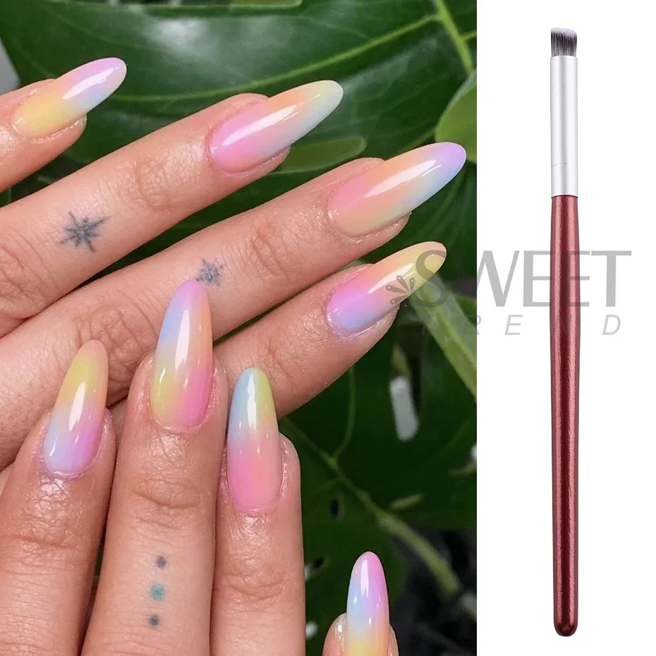 3pcs Ombre Nail Brush Pen Oblique Round Head Gradient Painting UV Pen Drawing Design Professional Gel Manicure Tool Supplies Kit