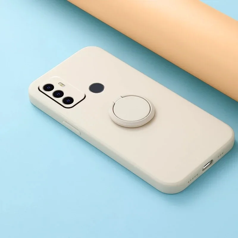 360-Degree Rotatable Silicone Phone Case with Square Ring Holder and Stand