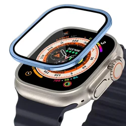 Premium Aluminum Alloy Protective Case with Tempered Glass for Ultra 49MM (Blue)