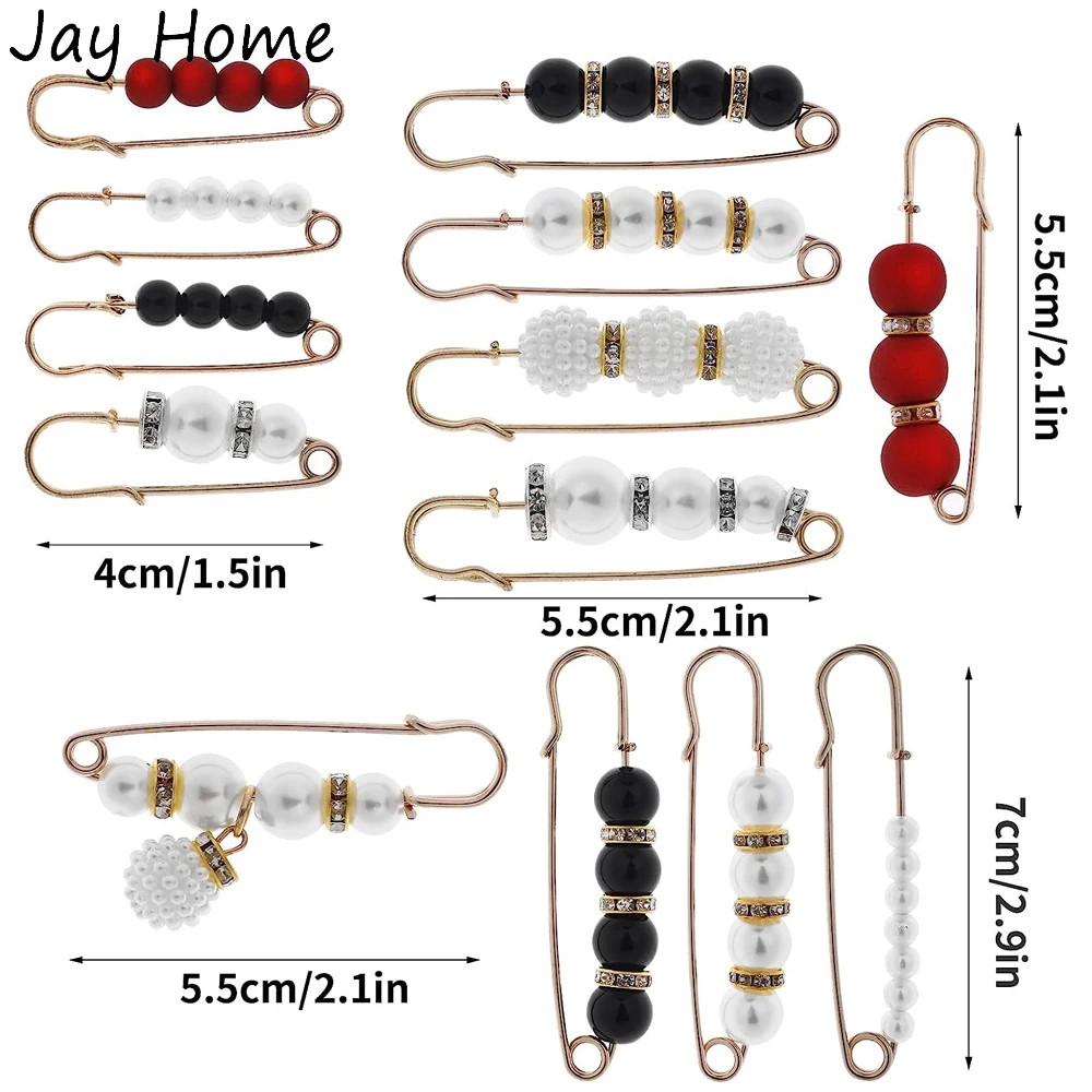 Safety Pins 4/1PCS Heavy Duty Pearl Embellishment Brooch Pin Decorative Sweater Clips for Brooches Decorative Crafts