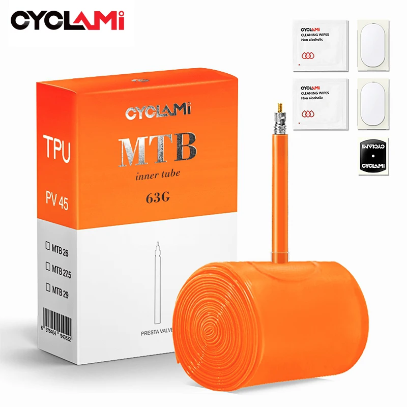 CYCLAMI Ultralight TPU Bike Inner Tube 26 27.5 29 Inch MTB 45mm French Valve Cycling Tube