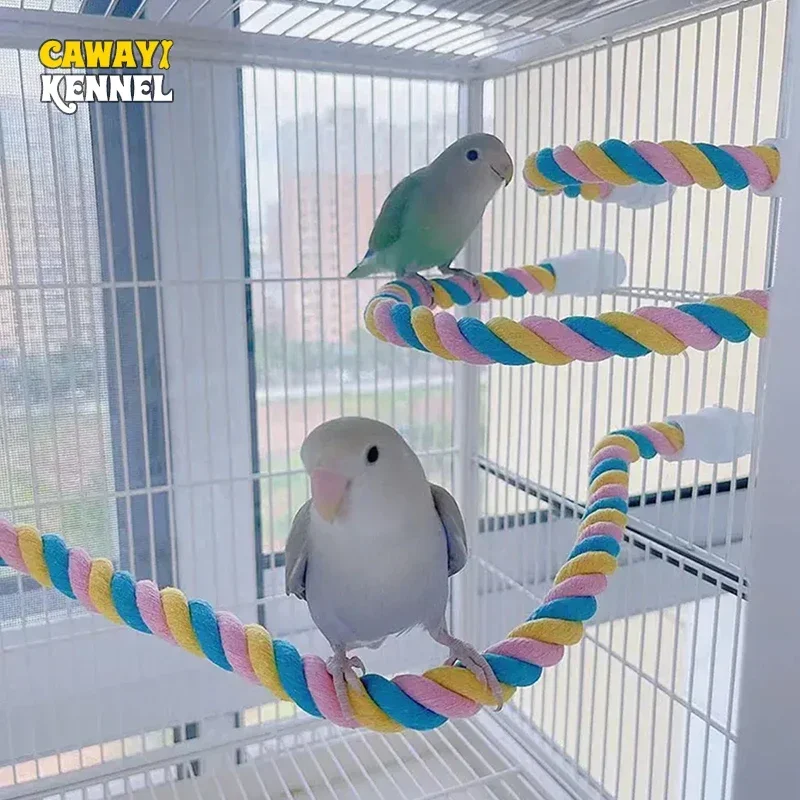 Pet Bird Bite Toys Parrot Color Cotton Rope Toys Elastic Parrot Climbing Toys Sturdy Bird Swing Harness Cage Pet Toy Swing Stand