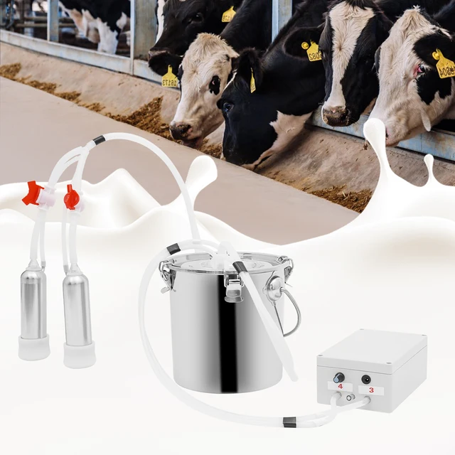 5L/10L/14L Electric Goat Cow Milking Machine Set w/ Milk Bucket| Household Double Head Vacuum Pump Milker