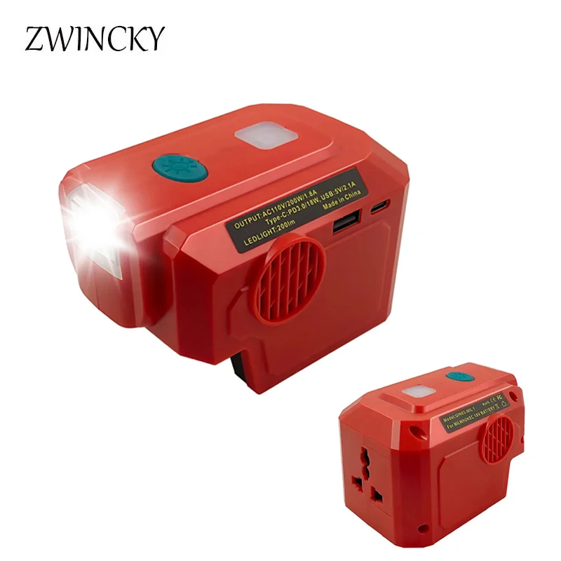 

ZWINCKY 200 Вт инвертор мощности для Milwaukee 18V Аккумулятор для AC 110V/220V выход портативный модифицированный синусоидальный инвертор генератор