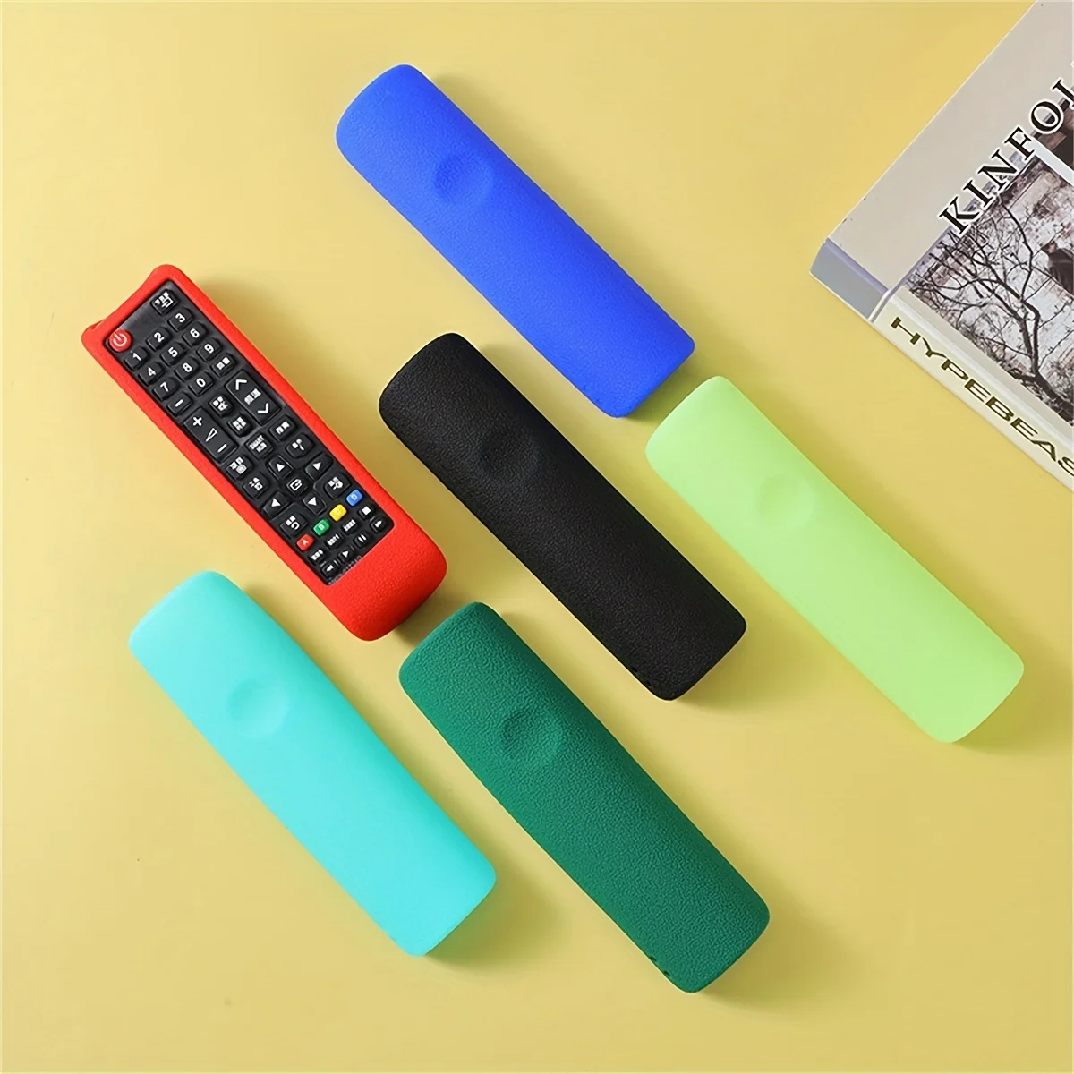 Multiple silicone remote cases shown in bright color options