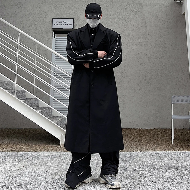 LUZHEN High Quality Street Design Original Long Trench Coat Men's Overcoat Suit Autumn Winter Male Stylish Clothing Bbff91