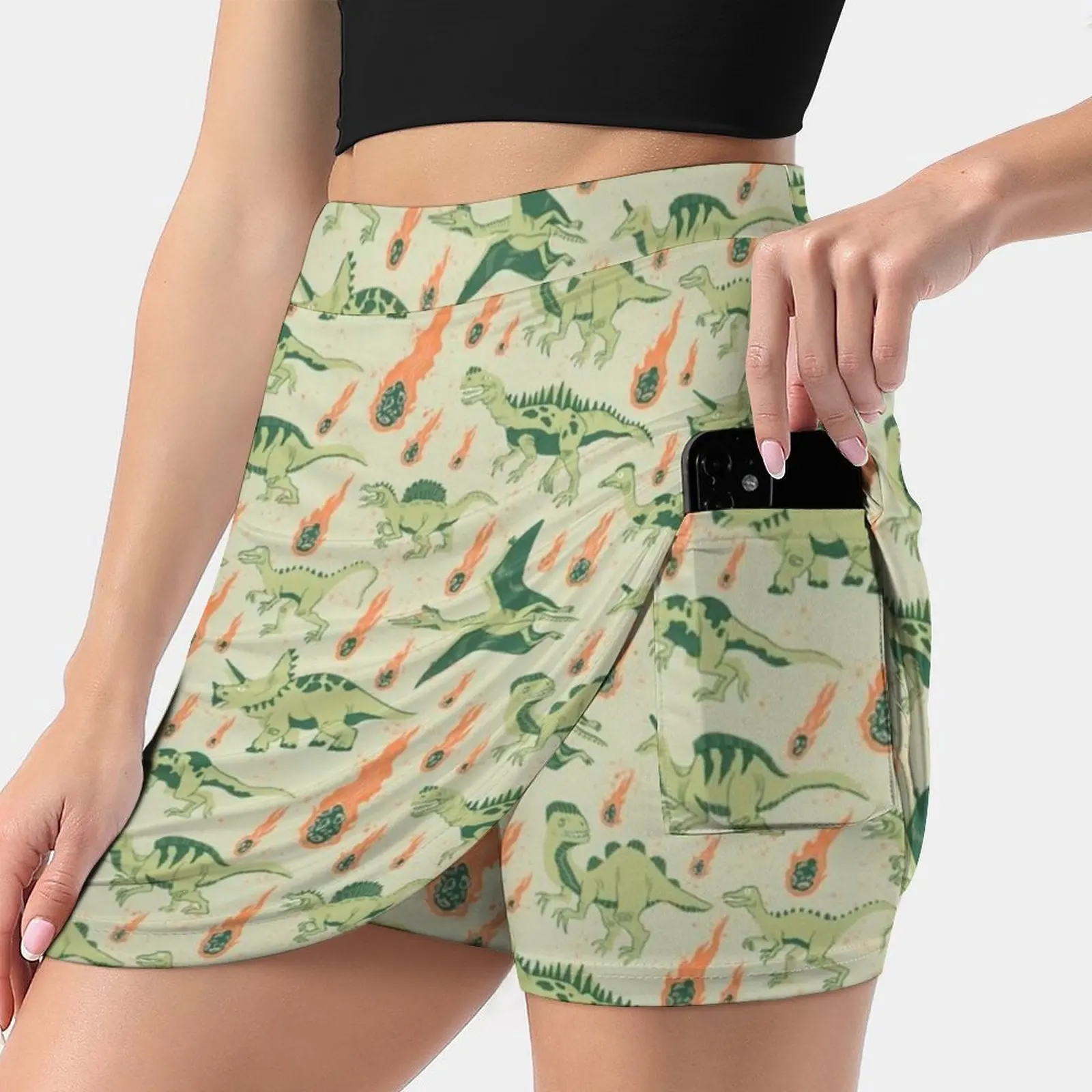 

Dino Disaster Women's skirt With Hide Pocket Tennis Skirt Golf Skirts Badminton Skirts Running skirts Dinosaur Dinosaurs Dino