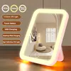 Specchio cosmetico LED a 3 colori con touch screen Specchio per trucco dimmerabile ricaricabile tramite USB 3 luminosità portatile 1