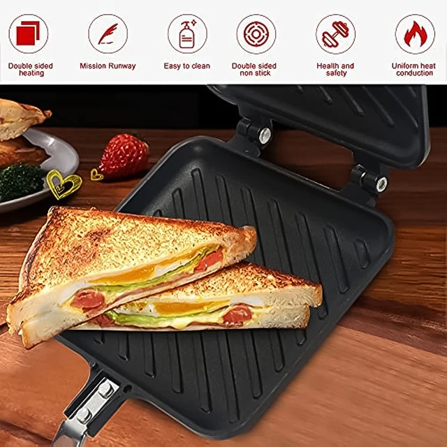 Hot Sandwich Maker, Hot Dog Toaster, Double-sided Sandwich Baking Pan,  Double Sided Frying Pan, Gri