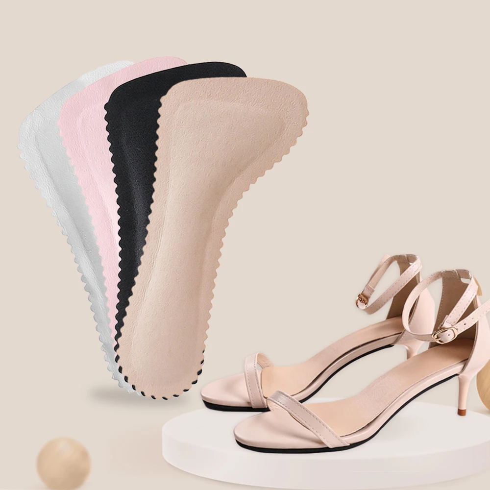 Anti-Slip Sweat-absorbent Massage Insoles Seven-point Pad Leather Half Pad 1Pair Women Feet High Heel Insoles Orthotics Inserts