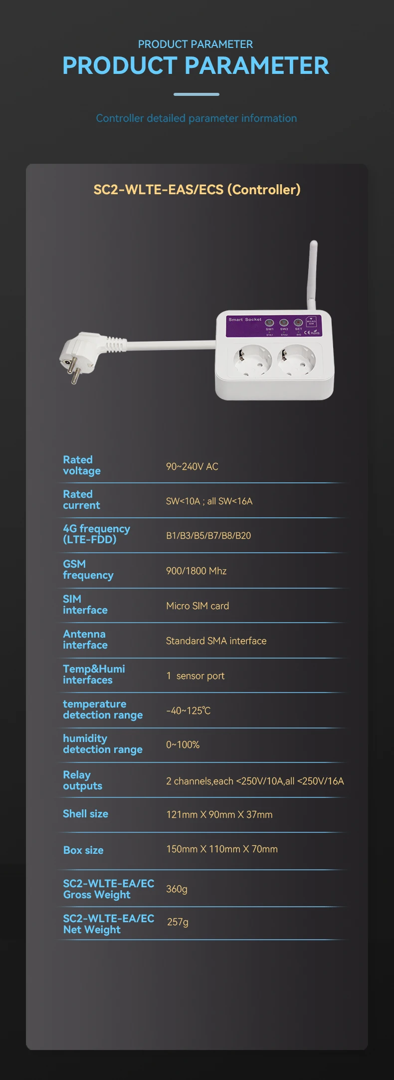 GSM socket SC2-GSM 4G Smart Remote Control OFF/ON Power Switch Plug Socket 16A S