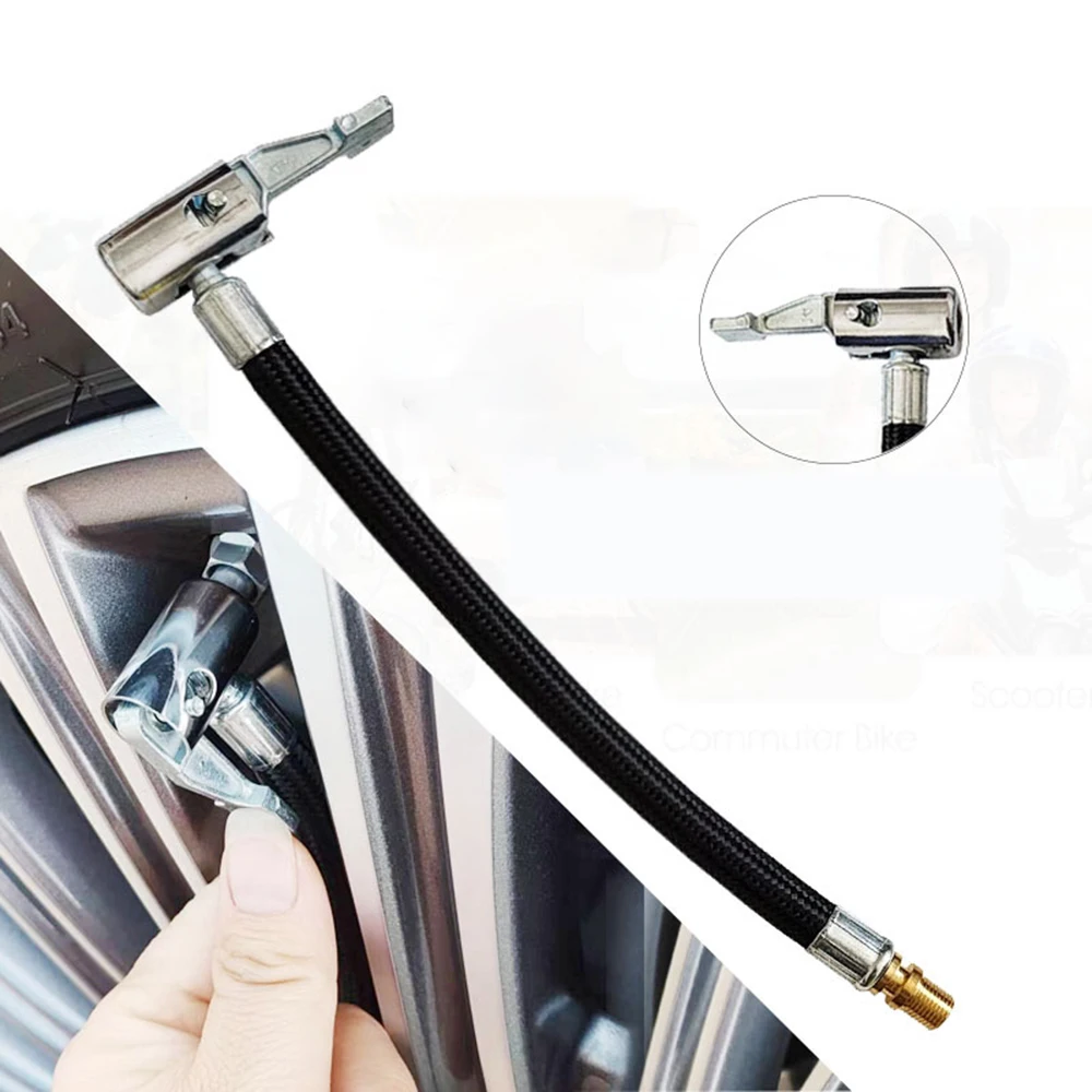 자동차 타이어 팽창기 호스 팽창식 공기 펌프 익스텐션 튜브 어댑터, 트위스트 타이어 연결 잠금 에어 척 스레드 어댑터, 25cm