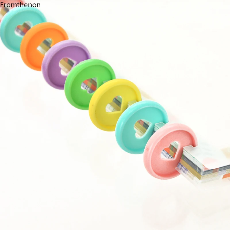 Fromthenon Binder Notebook Plastic Disc Rings 28/32/24mm Macaroon Color Binding Discs In Heart Shape for Mushroom Hole Planner 5