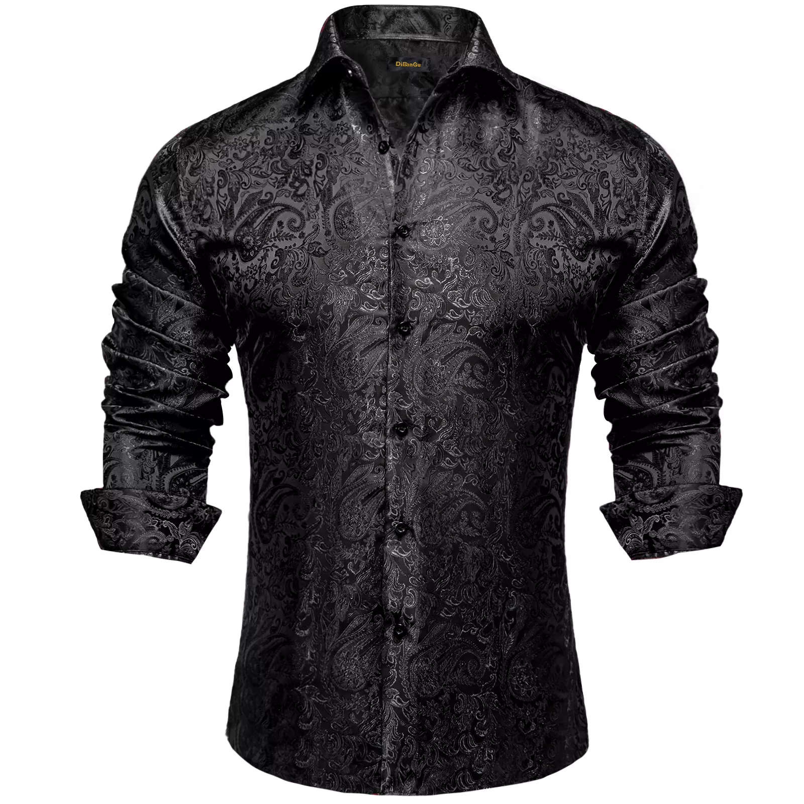 Men's Long Sleeve Black Paisley Silk Dress Shirts Casual Tuxedo Social Shirt Luxury Designer Men Clothing retro old color blue black coffee cotton paisley bandanas men tie dye headscarves women hiphop headband riding masks headwear