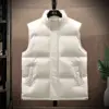 Hot Down Cotton Vest Men's Autumn and Winter Thickened Warm New Cotton Jacket Trendy Solid Color Male Clothes Casual Heated Vest