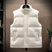 Hot Down Cotton Vest Men's Autumn and Winter Thickened Warm New Cotton Jacket Trendy Solid Color Male Clothes Casual Heated Vest