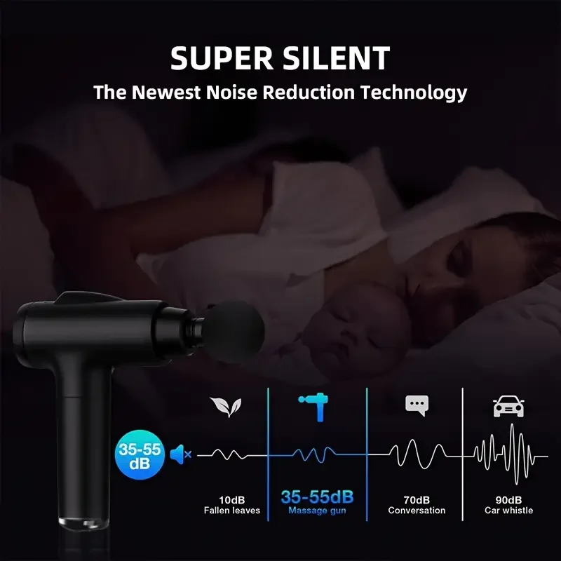 Portable Fascia Gun Vibration Massage Gun with 4 Massage Heads For Body Neck Back Deep Muscle Relaxation Sports Fitness Slimming - Image 3