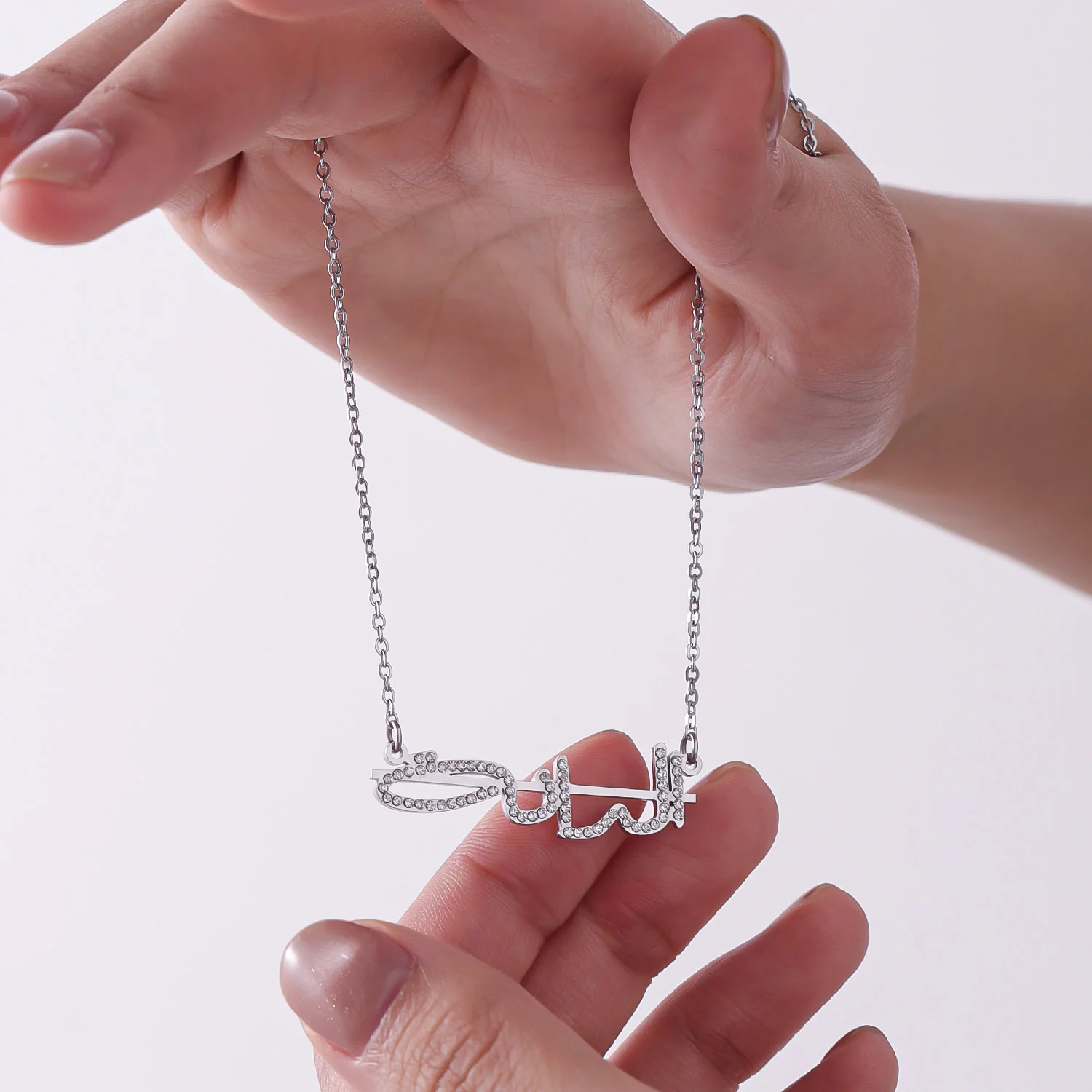 Custom Arabic Name Necklace Diamond Name Necklace Stainless