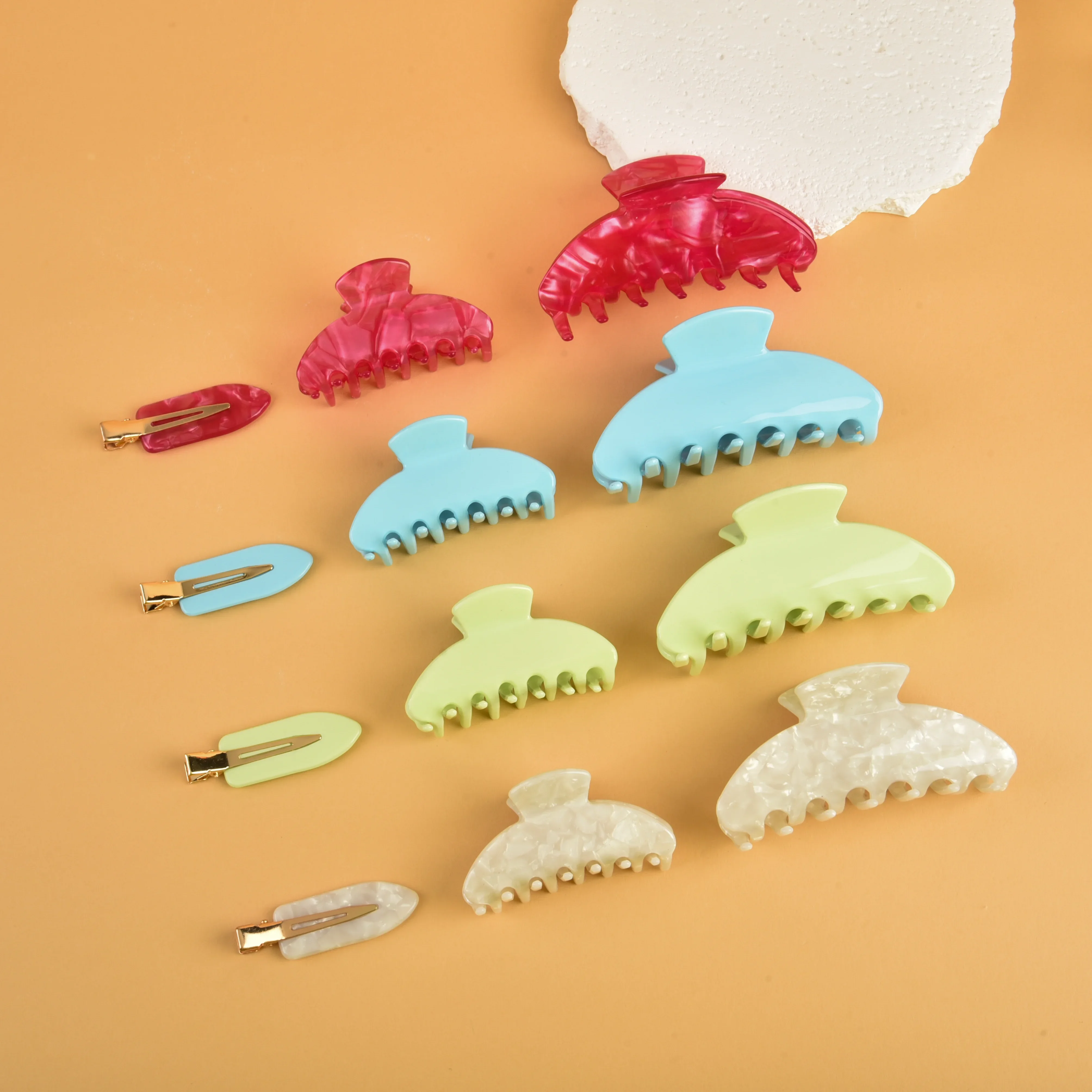 

Muweordy New Solid Color Hair Clips Summer Candy Color Acetate Claw Clip Temperaments Shark Clip Hair Accessories for Women Girl