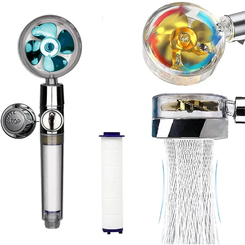 PropellerShowerHeadRainfallHighPressure360RotatingWaterSaving