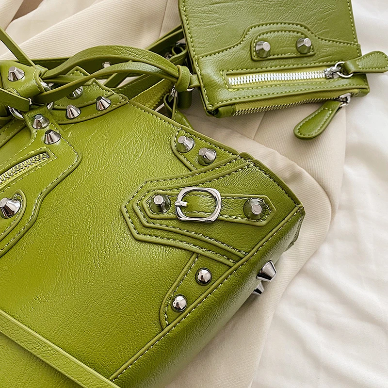 leather rivet handbag