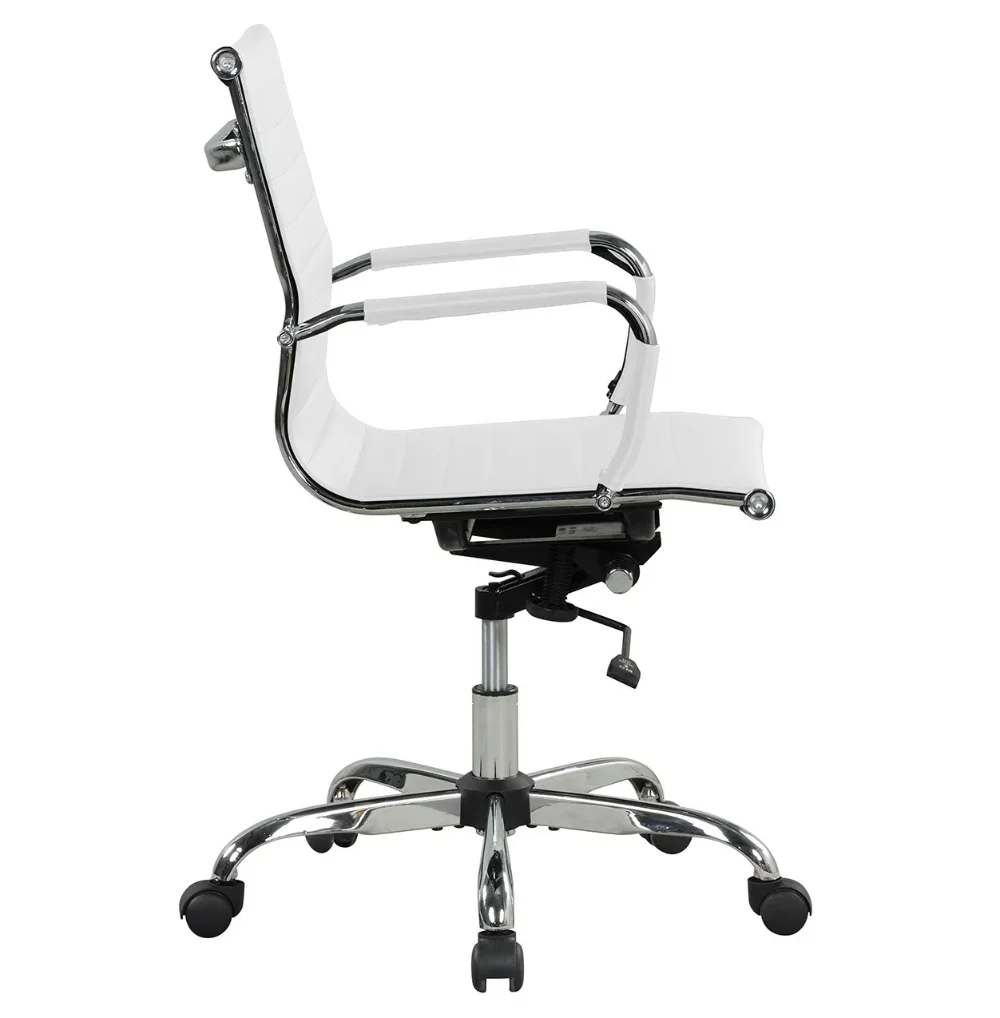 Description Picture 5 of itemRibbed Back PU Leather Office Chair, Adjustable Height, White  Computer Chair Office Chairs computer chair
