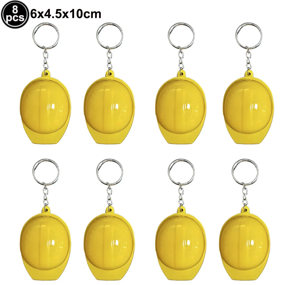 8pcs Construction Party Favor Mini Helmet Keychain Small