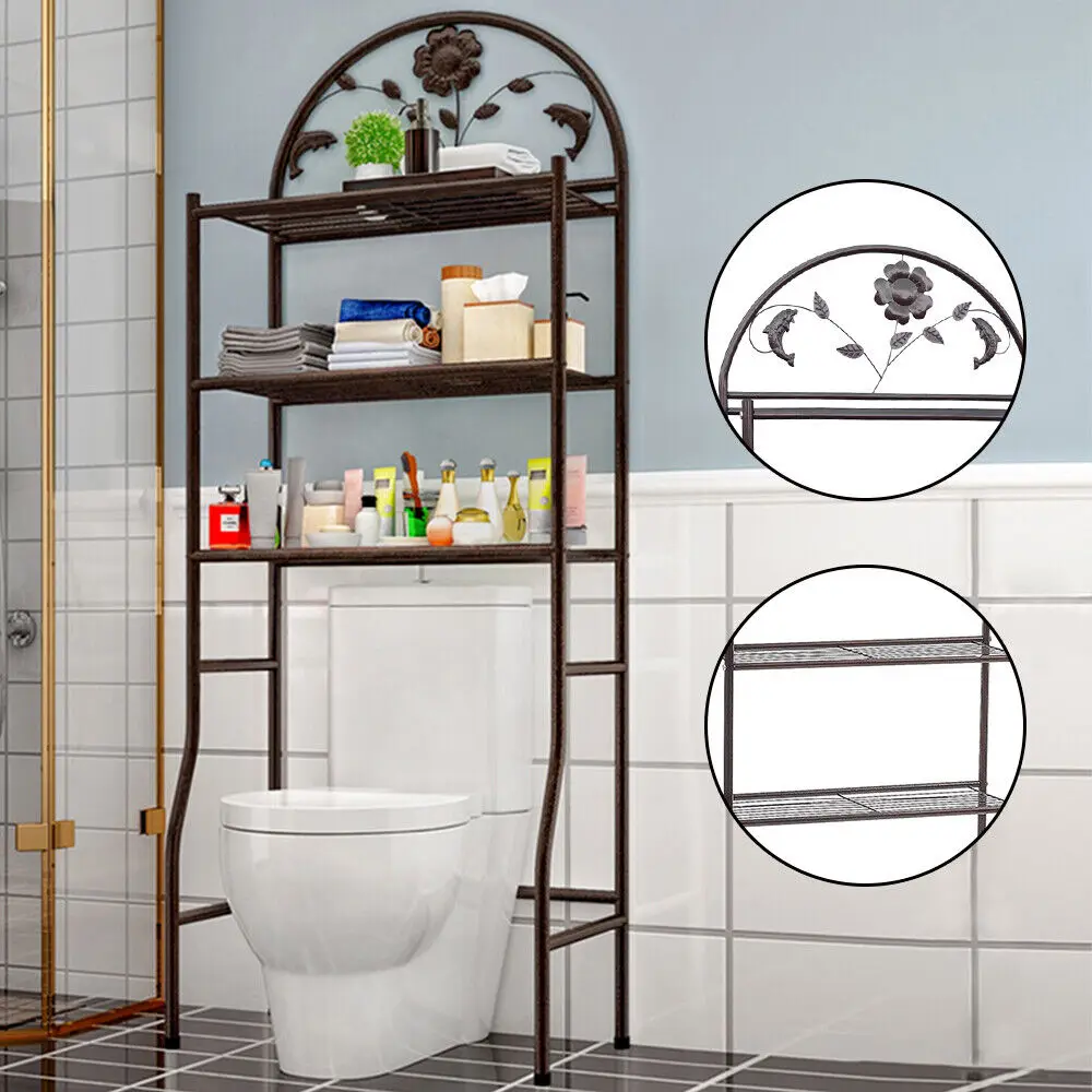 Over The Toilet Storage Cabinet Space-Saving Bathroom Organizer Rack w/  Shelf