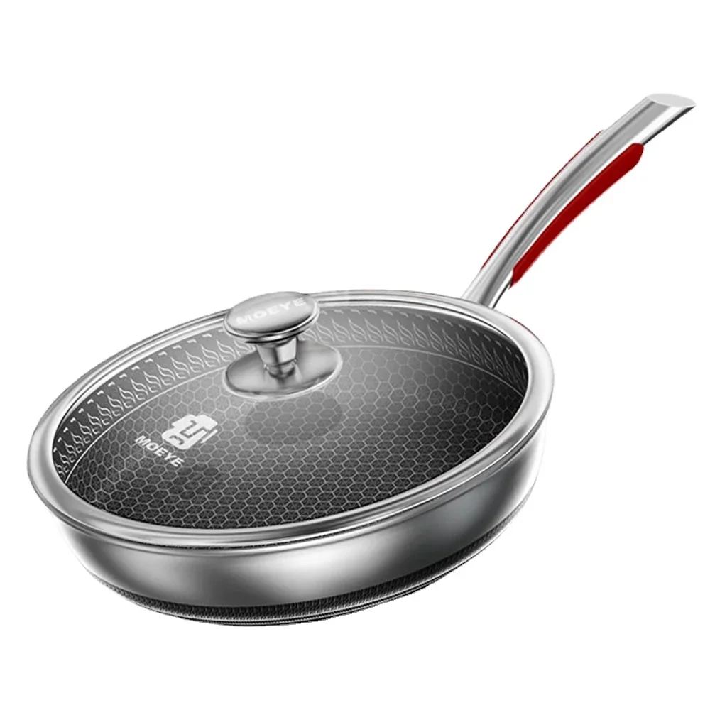 

MOEYE Nonstick Frying Pan 316L Medical Antibacterial Stainless Steel Pan 28/30/32cm Kitchen Nonstick Cooking Induction Pan