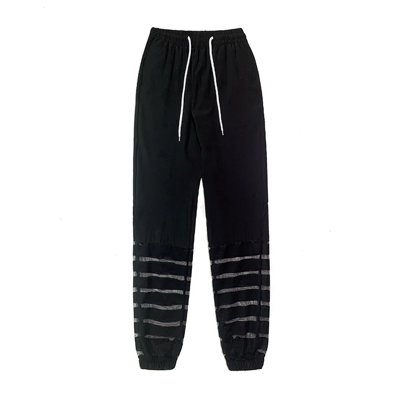 Spring Autumn Women's Solid Gauze Drawstring Pockets Elastic High Waist Casual Harlan Sports Lantern Trousers Office Lady Pants