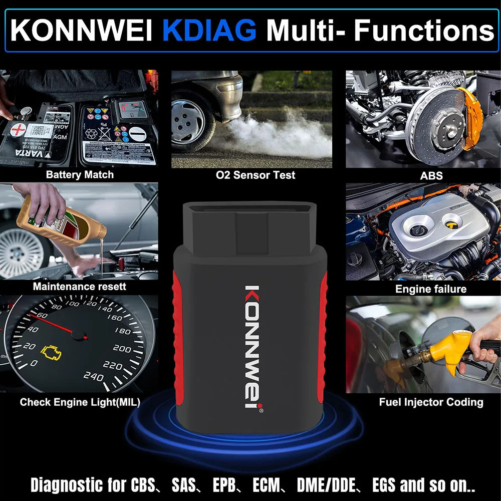 KONNWEI KDIAG 2025 Full System Auto Scanner Reset SAS EPB Service ECU Programmer OBD OBD2 Car Diagnostic Tool pk Thinkdiag MINI 6