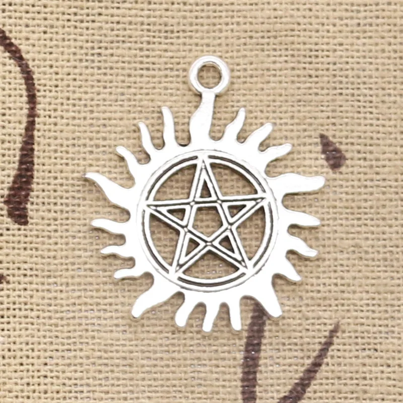 

6pcs Charms Sun Star Hexagram 30x26mm Antique Silver Color Pendants Making DIY Handmade Tibetan Finding Jewelry