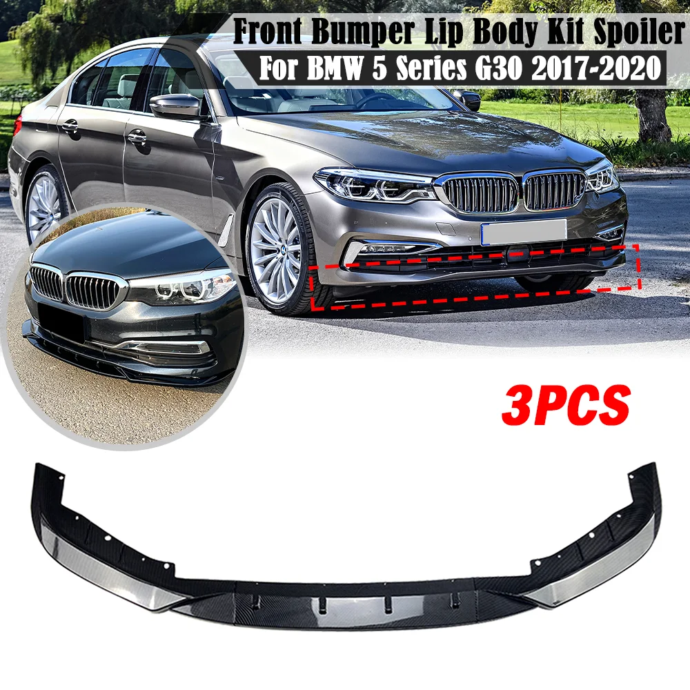 

3Pcs Car Front Bumper Splitter Lip Spoiler Diffuser Cover Trim Guard Protector For BMW 5 Series G30 2017-2020 525i 530i