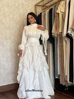 Customized High Neck Prom Dress 2025 Long Sleeve Elegant Wedding Party Dress A-Line Ruffles Pleated Formal Gowns Floor Length - Image 2
