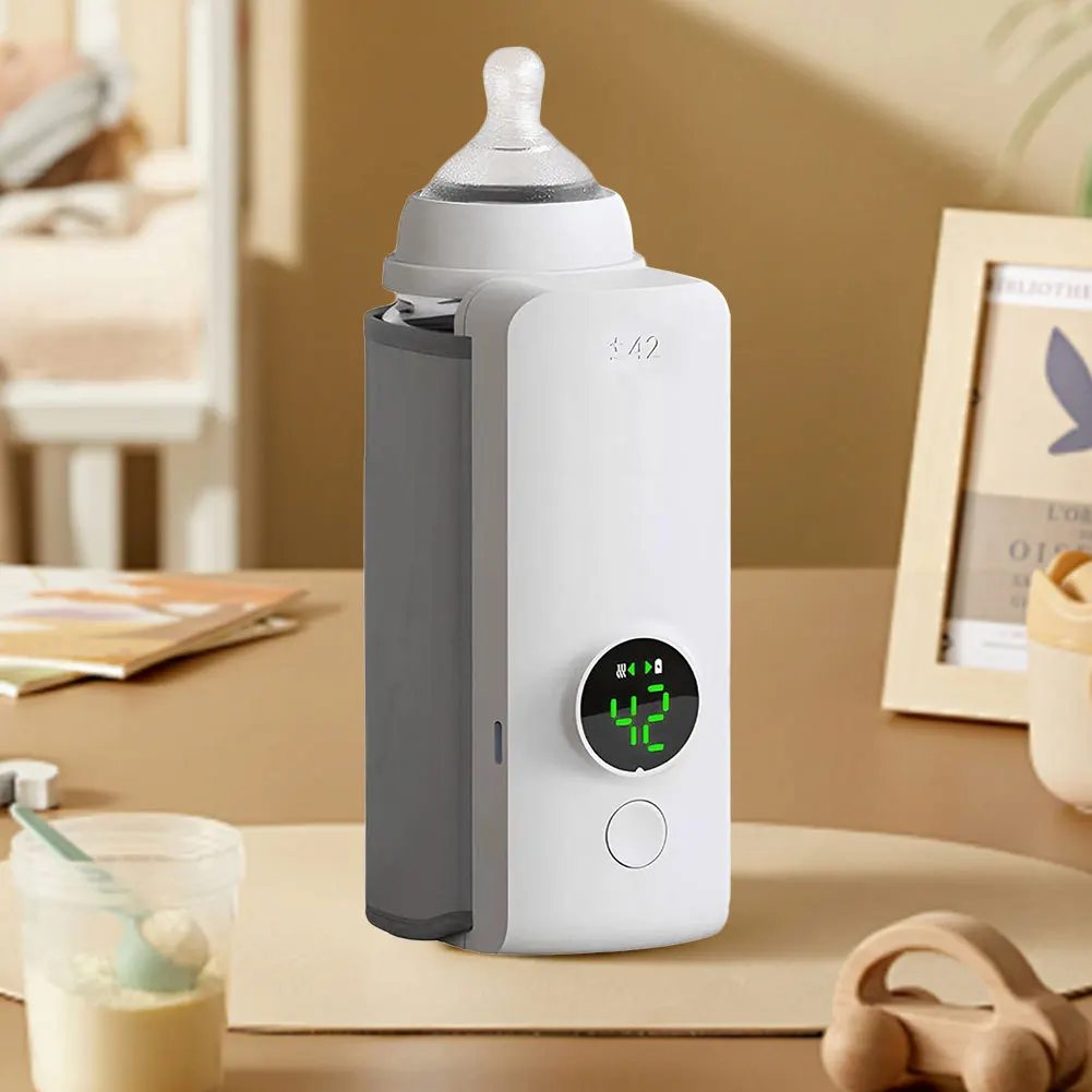 Portable Bottle Warmer Rechargeable Cordless Milk Warmer with Temperature Control Baby Bottle Warmer for Traveling Camping Home