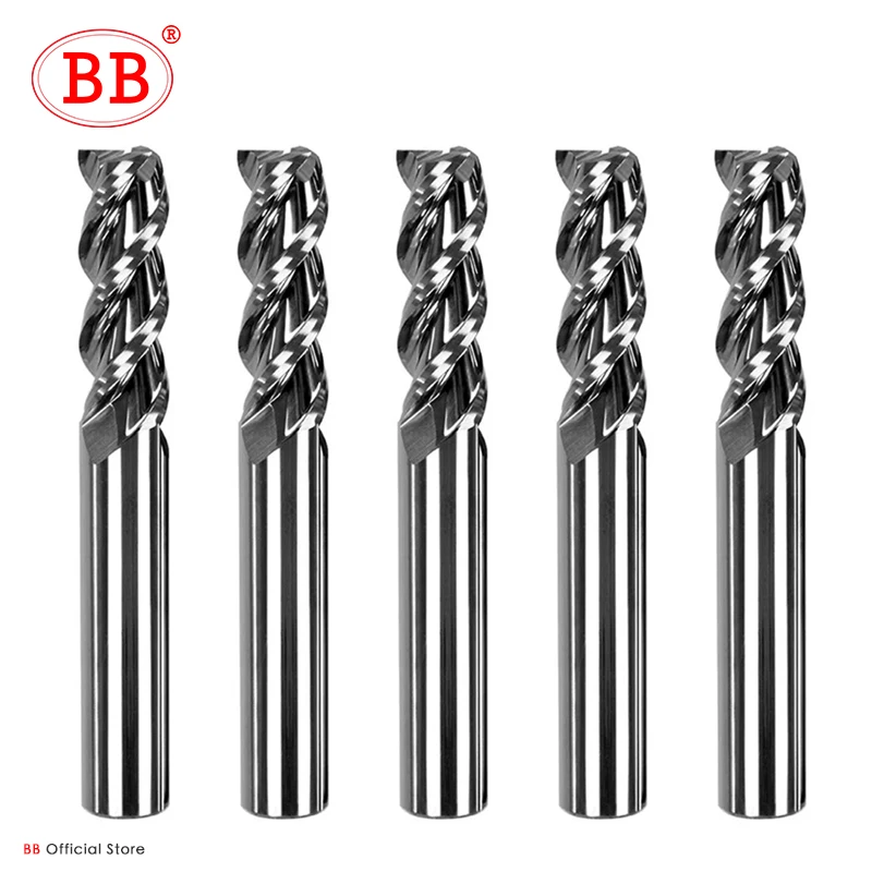 BB 3 Flöte Hartmetall-fräser Wolfram Ende Mühle CNC Werkzeug 1 zu 20mm HRC55 für Aluminium Fiberglas Acryl holz Kupfer Kunststoff