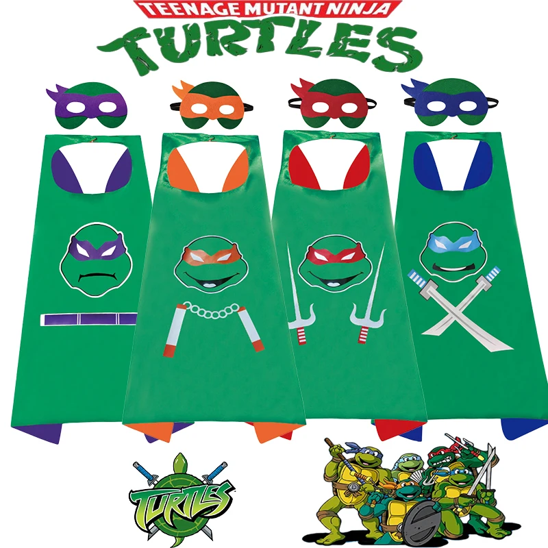2023 Halloween Teenage Mutant Ninja Turtles Kids Cape Cape Tmnt Christmas Birthday Party Cosplay Performance Side Costume Cape
