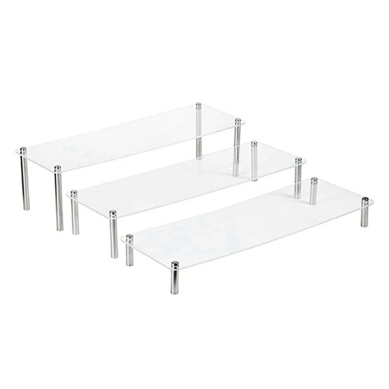 

3Piece Ladder Acrylic Cupcake Display Stand Transparent Cosmetic Display Stand Transparent