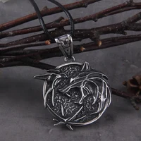 Witcher Wolf Head Hunter Pendant Necklace Titanium Steel Chain Cross-border Hot Selling European American Style Jewelry 2