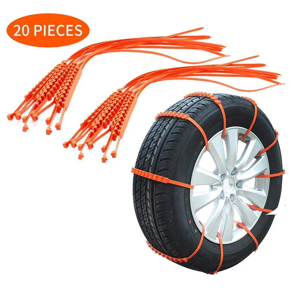 Car Tire Anti-skid Strap 20pcs 10*910mm Vehicle Tyre Non-slip Zip Grip Strip Adding Tire Traction for SUV Van Truck Snow Ice Mud