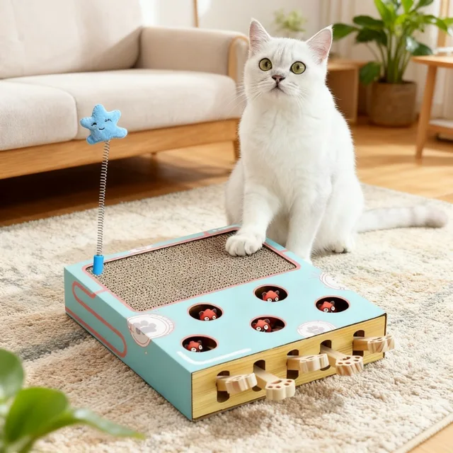 Cat Toy Whack-a-Mole Cat Scratching Board Toy Grinding Claw Rest Play Funny CatInteractive Multifunctional Cat Supplies 3
