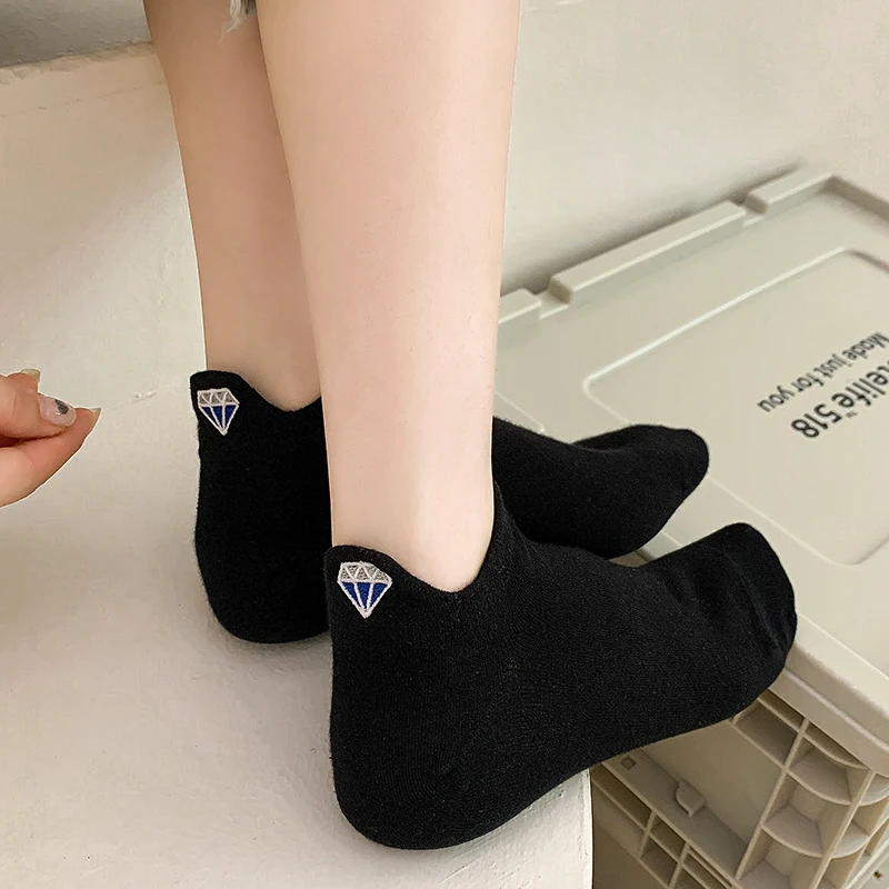 5 Pairs Korean Style Kawaii Candy Color Ankle Socks – Funny Animal Design, Cotton, Spring/Summer Collection