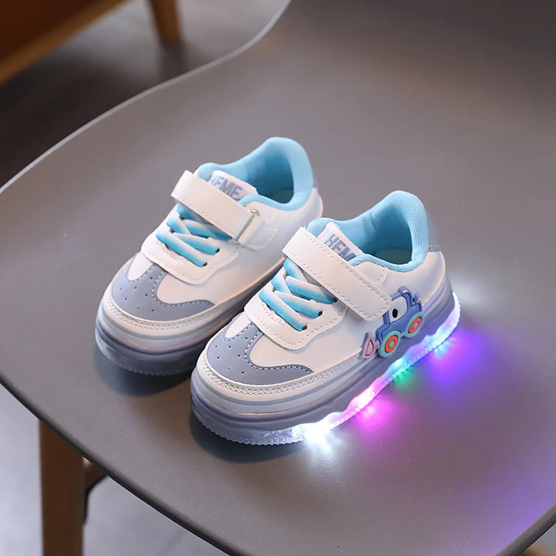 Funny LED Shoes for Children 0-3 Yrs Childhood Baby Boy Flat Shoes Luminous Sole Children Sneaker New Toddler Girls Shoes H06204 2