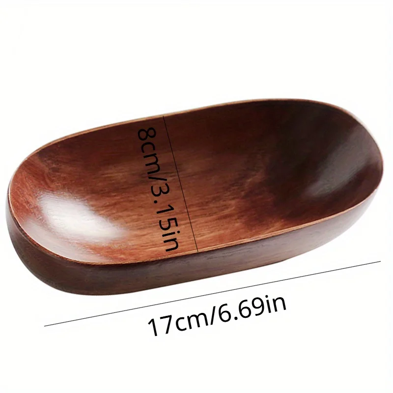 1pc Wooden Napkin Holder, Boat-shaped Kemu Rectangular Pastry Plate, Solid Wood Small Tray, Sushi Plate, Dried Fruit Plate