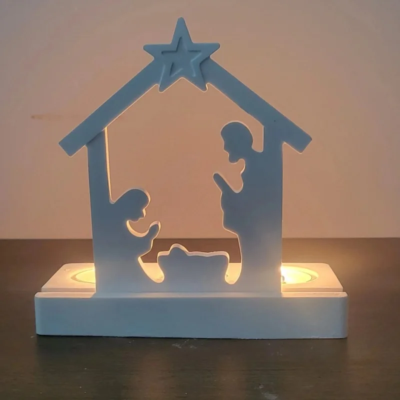 

Hollow Jesus Baptism Decoration Candlestick Plaster Mold DIY Star Candle Holder Silicone Mold Handmade Home Decoration Gift