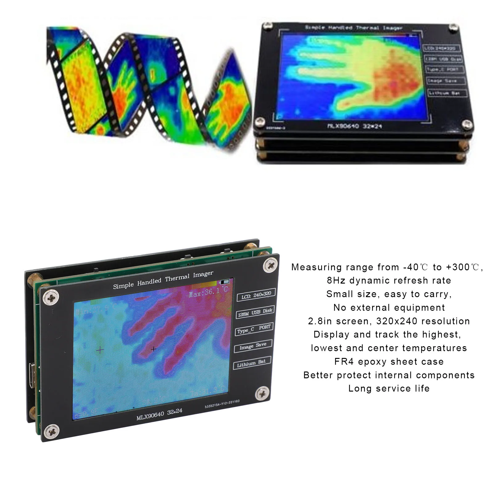 Thermal Imager Infrared Camera Digital Handheld Portable Multifunctional 2.8in LCD Screen security cameras infrared vein viewer