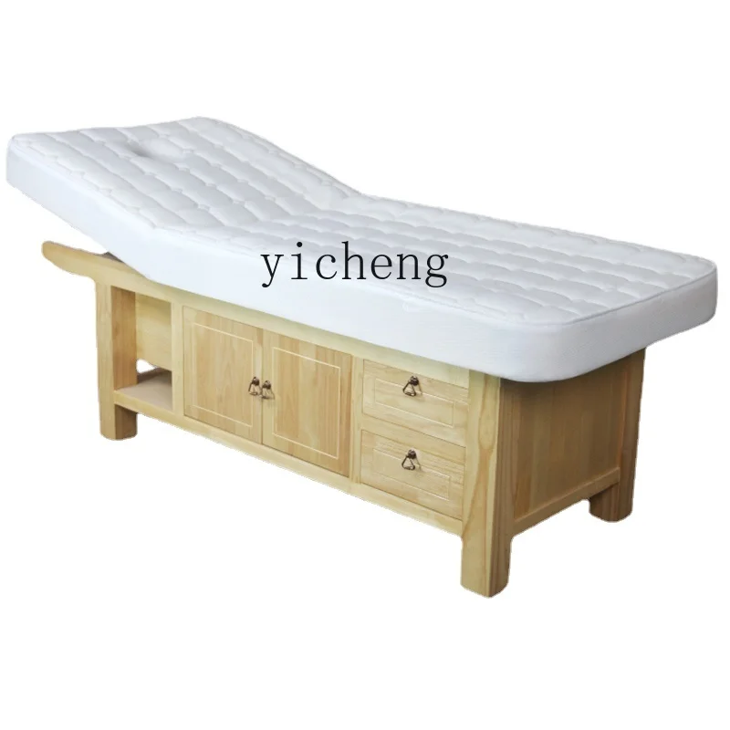 

Xl Solid Wood Electric Lift Beauty Care Bed Advanced High-Grade Massage Bed Physiotherapy Spa Latex